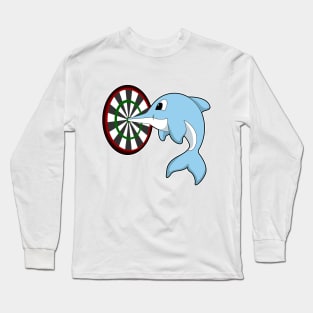 Dolphin at Darts with Dartboard Long Sleeve T-Shirt